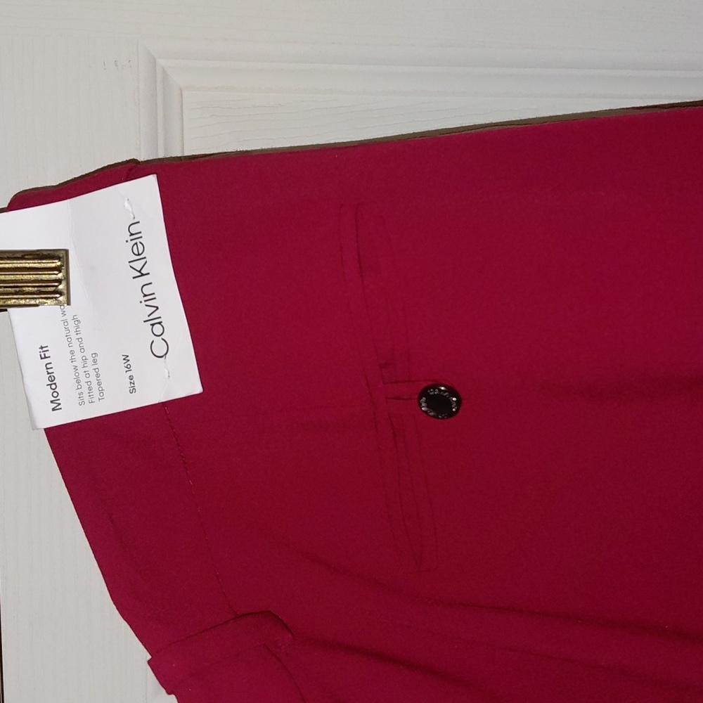 NWT Calvin Klein Red Slacks Size 16W Modern Fit - Picture 5 of 6